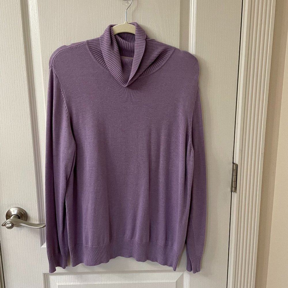 Appleseed's Lilac Cowl-Neck Pullover Sweater, PXL
